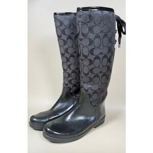 Vintage Coach Knee-High Boots Black Riding Boots Equestrian Boots Rain Boots